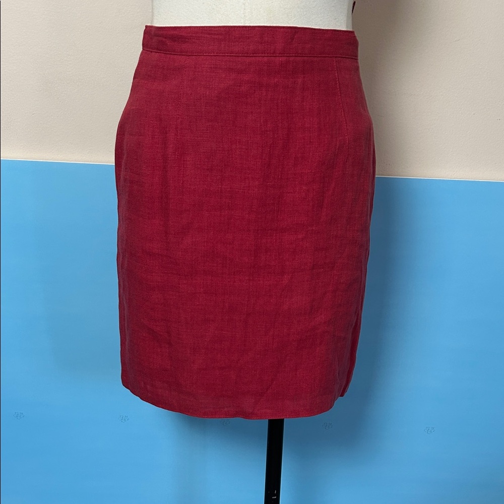 Vintage Hirsch cherry linen pencil skirt lined small